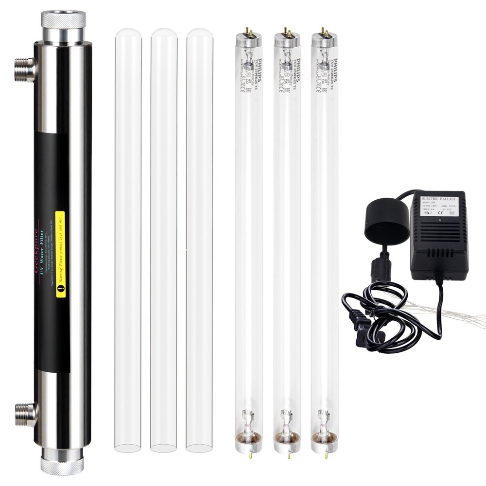 Geekpure Whole House UV 25W Water Filter System-3 UV Filter + 3 Quartz Sleeve