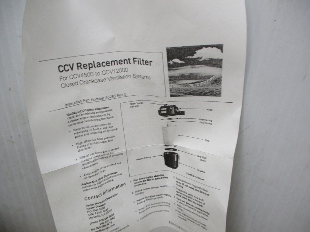 PARKER RACOR CRANKCASE VENTILATION SYSTEM REPLACEMENT ELEMENT CCV55248-10