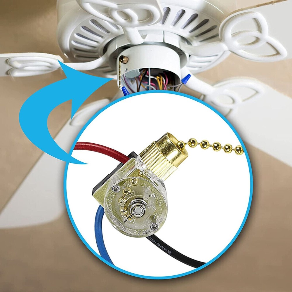 Ceiling Fan Switch for Zing Ear ZE-110 3-Way 3-Wire Pull Chain Fan Light Switch