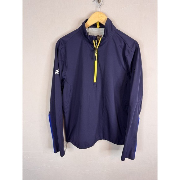 RLX Ralph Lauren Mens Quarter Zip Pullover Navy Blue Golf Jacket Stretch Medium