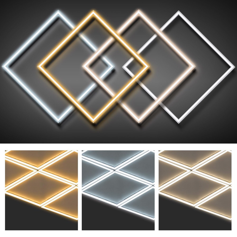 4 Pcs 2x2 ft Edge-lit Frame LED Flat Panel Lights Grid Drop Ceiling Lights wi...