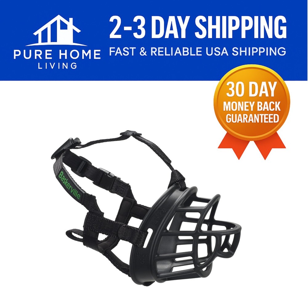 Lightweight Black Dog Muzzle for Medium Dogs - Size 4, Allows Panting & Drinking