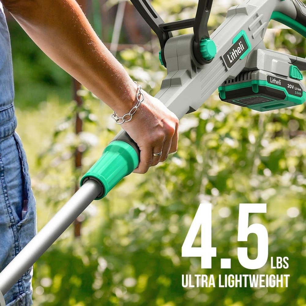 20V 12" Cordless String Trimmer/Wheeled Edger, Battery Powered Weed Wacker wi...