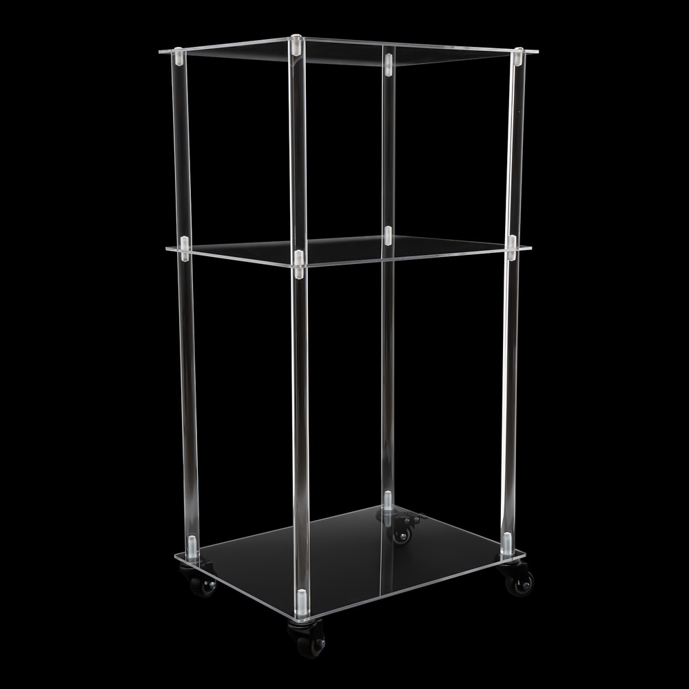 3-Tier Mobile Clear Acrylic Printer Stand Storage Shelf Printer Table on Wheel