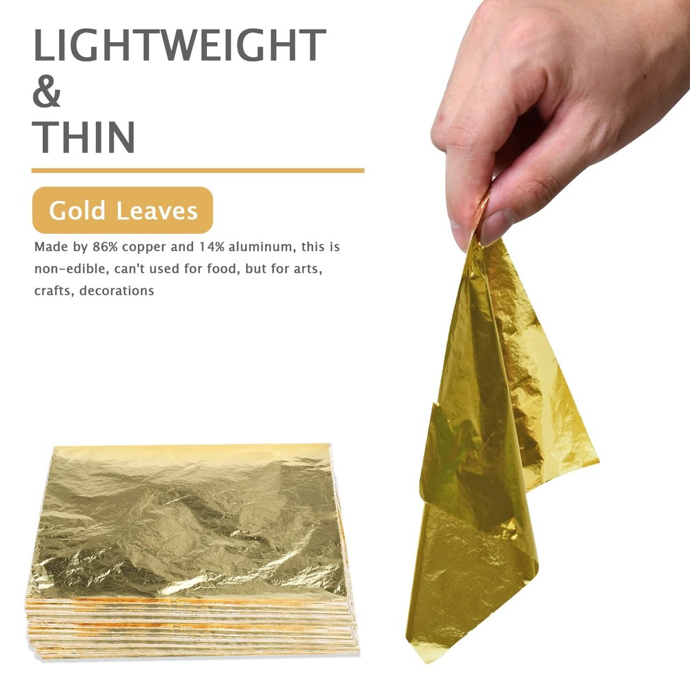 200Pcs Gold Leaf Sheets Foil for Gilding Crafting, 200pcs, GOLD