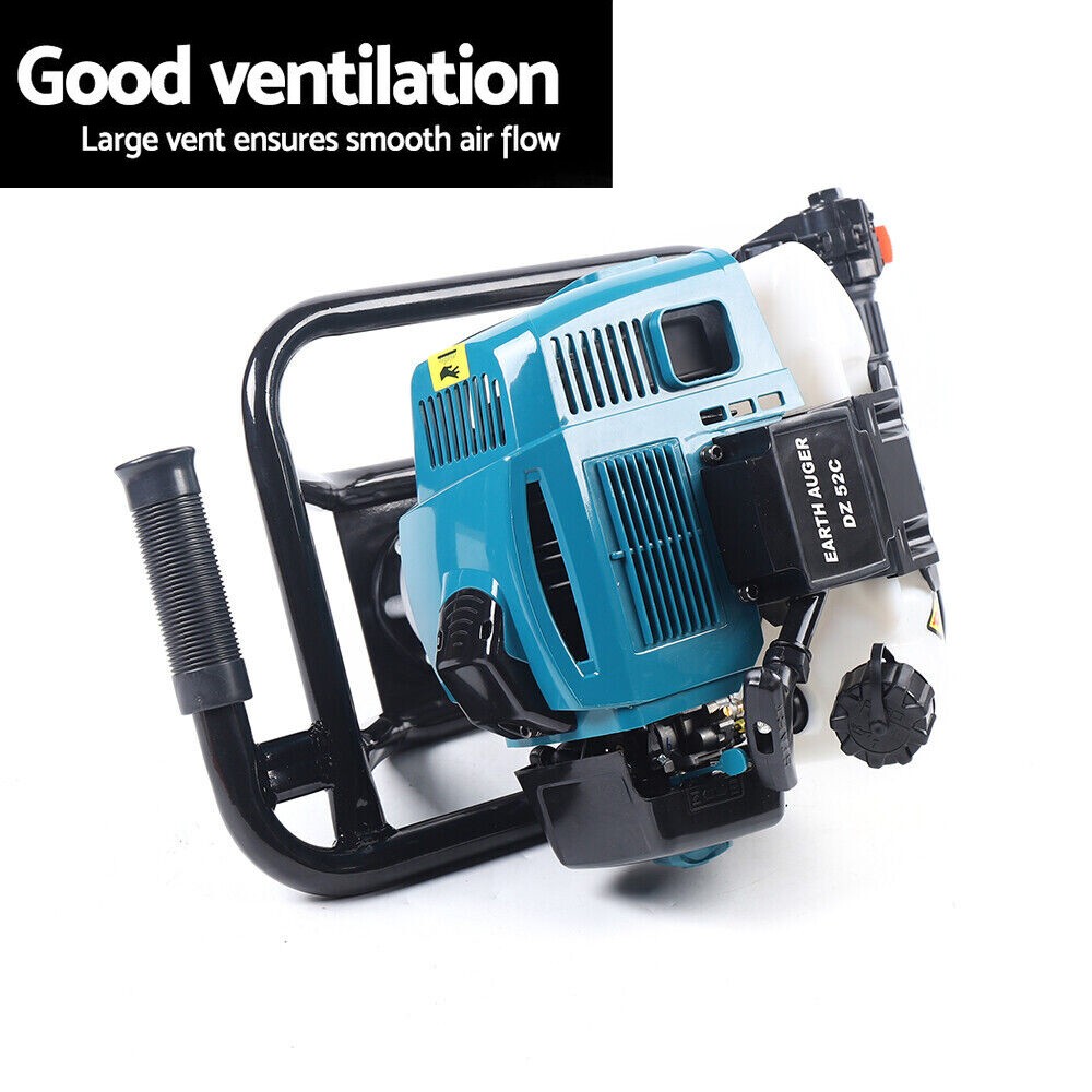 52cc 2 Stroke Post Hole Digger with 2 Bits Gas Powered Earth Auger Drill Machine