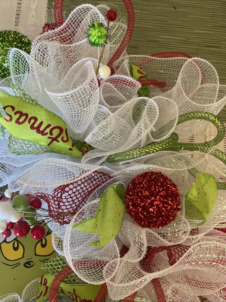 Handmade 22” Grinch Christmas Wreath