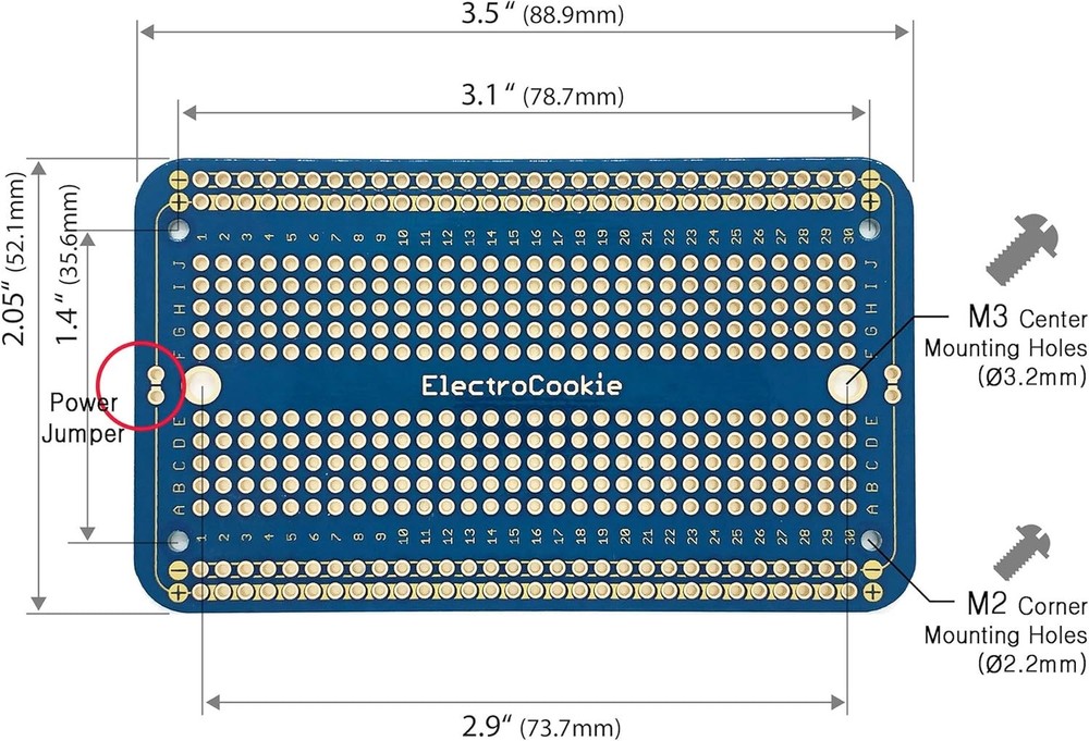 ElectroCookie Solderable Breadboard PCB Board for Electronics Projects