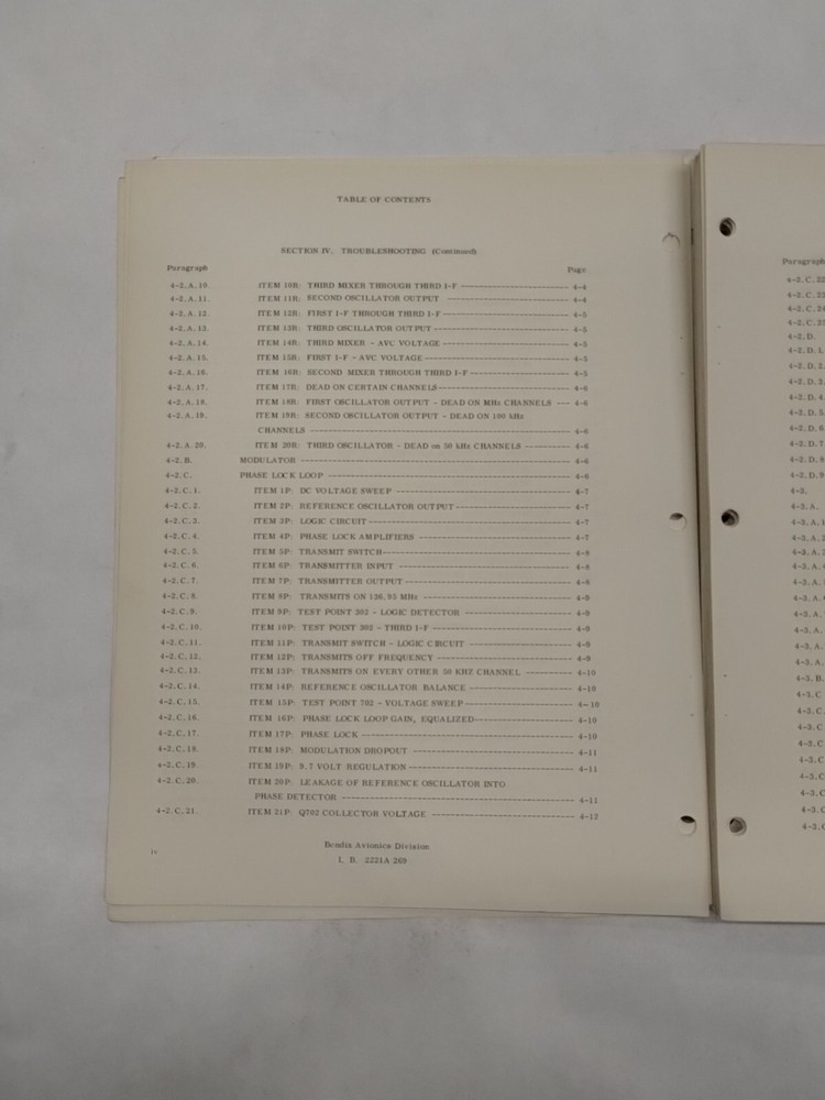 Bendix RT-221 Comm Receiver-Transmitter CNS-220 VHF Comm/Nav Maintenance Manual