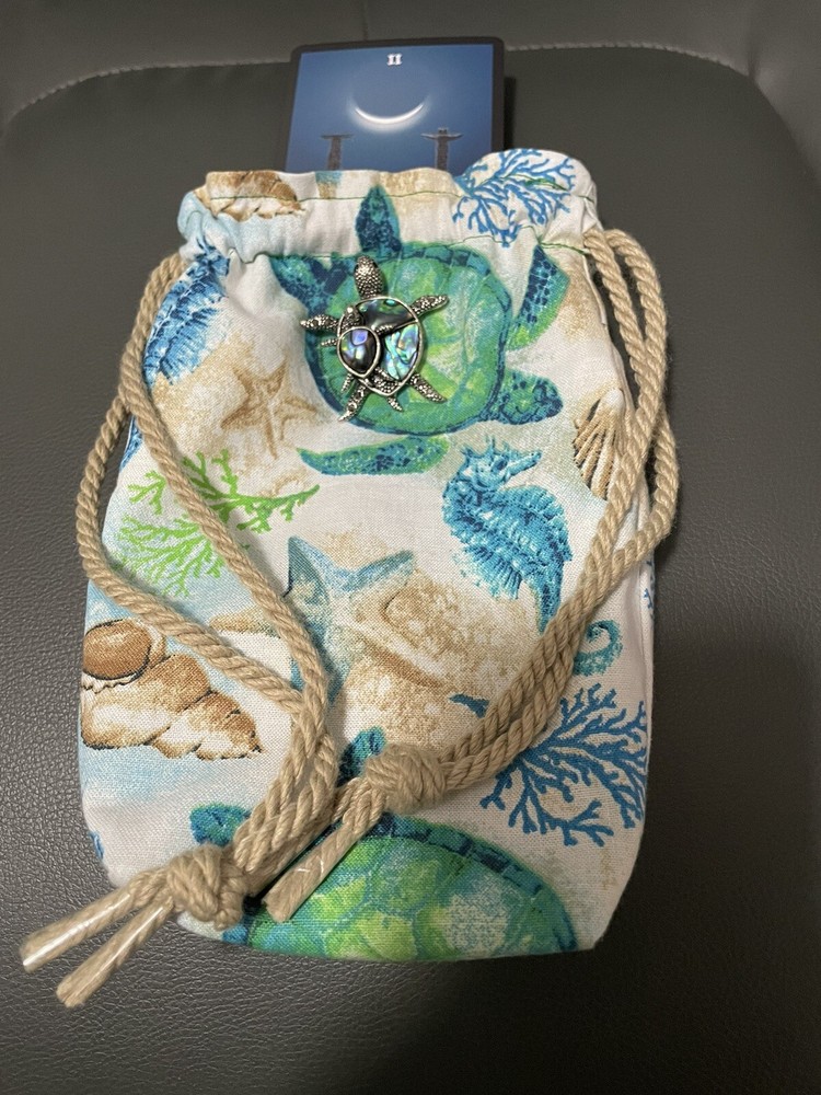 Handcrafted, Ocean, Turtle, Themed Tarot Bag.