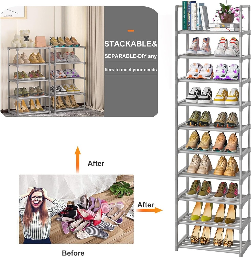 Adjustable and Stackable Shoe Organizer Shelf - Efficient Shoe Storage Solution