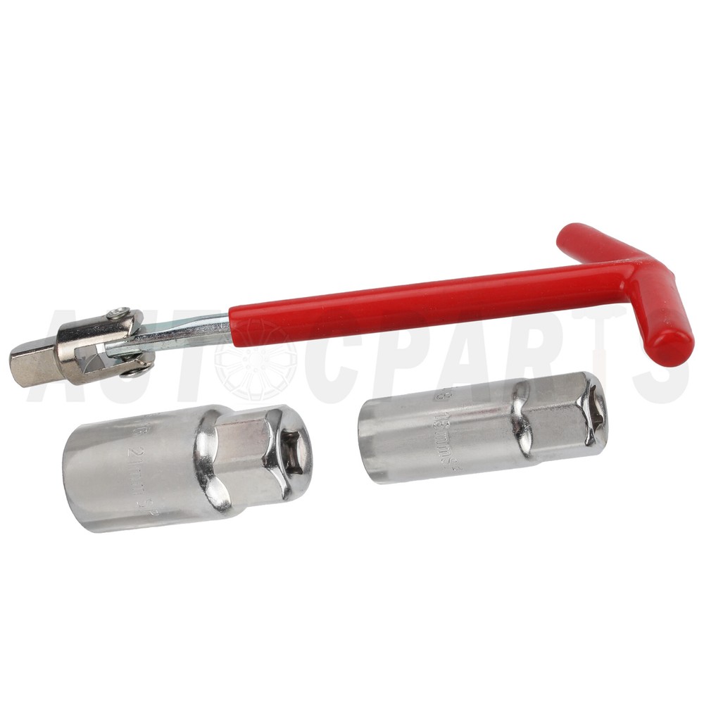 Spark Plug Removal Tool 16mm & 21mm T-Handle Flexible Spanner Socket Kit