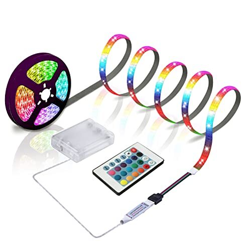 LED Strip Lights Battery Powered, 24 Keys Remote Control Light Strip for