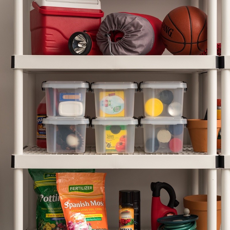 WeatherPro 6.5 Quart Storage Container Stackable Plastic Bin W/ Latching Lid New