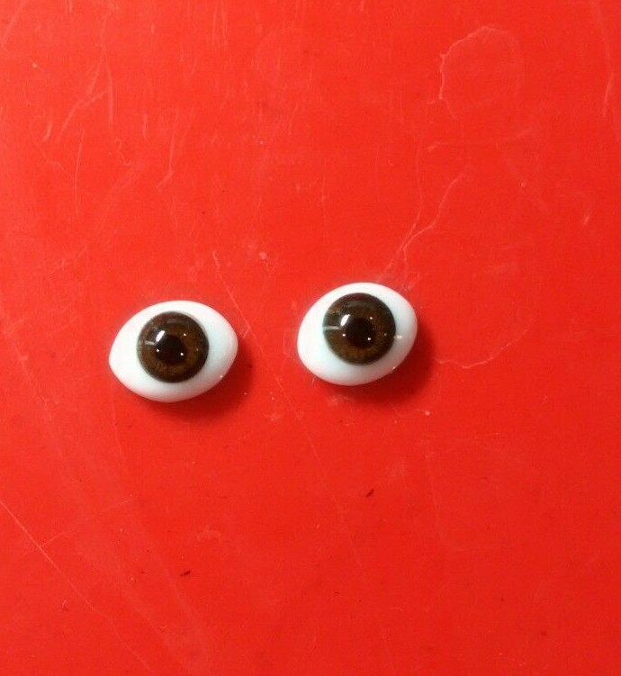 DOLL EYES - GLASS FLAT OVAL - 8MM - BROWN