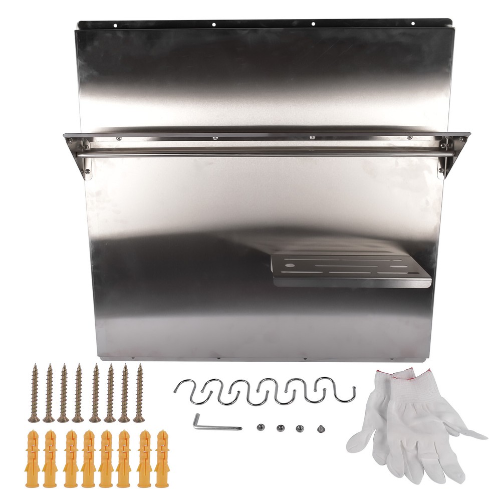 Backsplash Shelf Stainless Steel Kitchen Range Hood Wall Tile Shield Silver