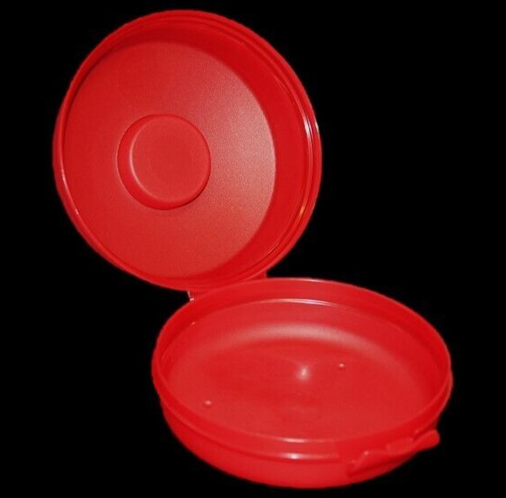 Tupperware Bagel Keeper with Smidget Round Lunch Container Red & Sheer