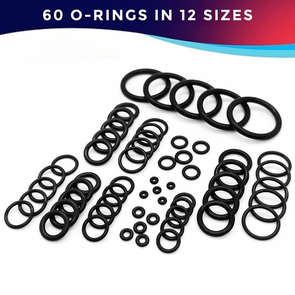 Comprehensive O-Ring Kit 60 Scuba-Specific Sizes with Size Guide Included
