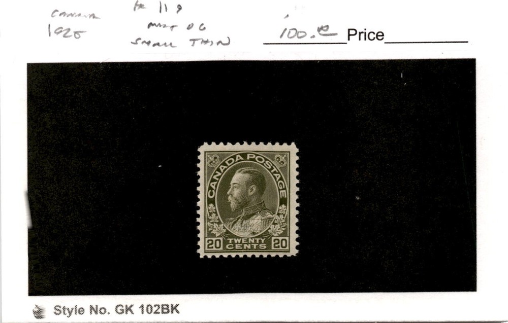 Canada, Postage Stamp, #119 Thin Mint Hinged, 1925 King George (AF)