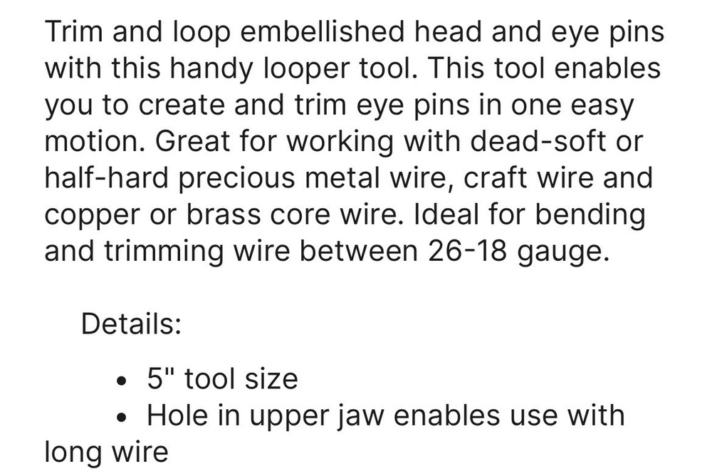 Beadsmith One Step Looper Tool - NEW - Essential Beading Tool (PU)
