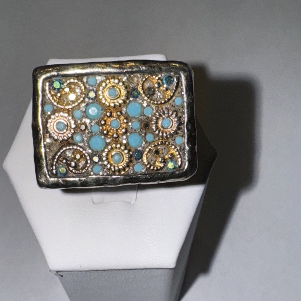 Sz 6 Silver And Turquoise Color Stone Ring