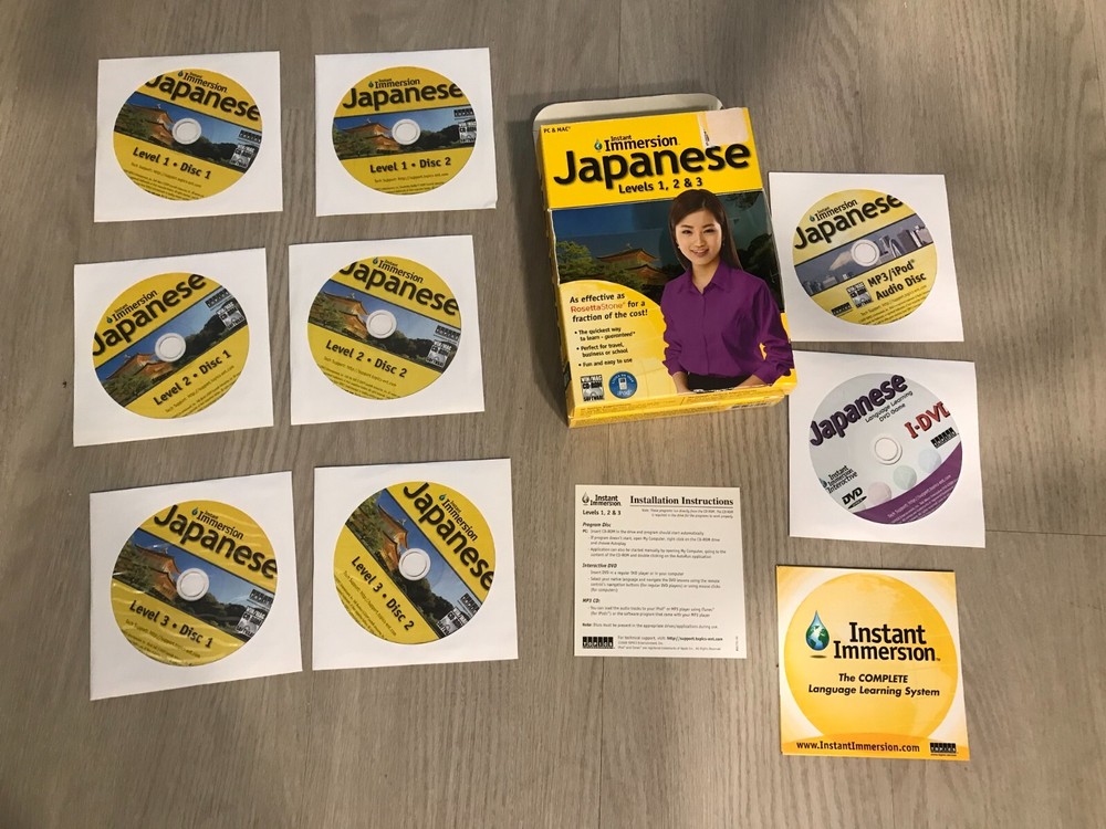 INSTANT IMMERSION JAPANESE LANGUAGE TUTORIALS ON 8 SET BOXED CD'S