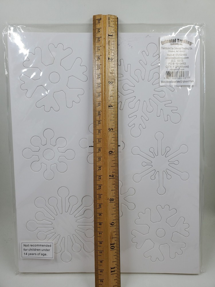CCP4 Oriental Trading Blank White Chipboard Snowflakes Pack 6 Sheets