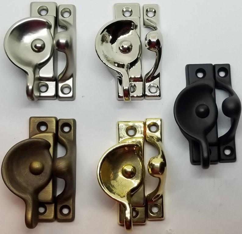 Decorative Solid Brushed Nickel Heavy Duty Spring Loaded Window Sash Lock Square