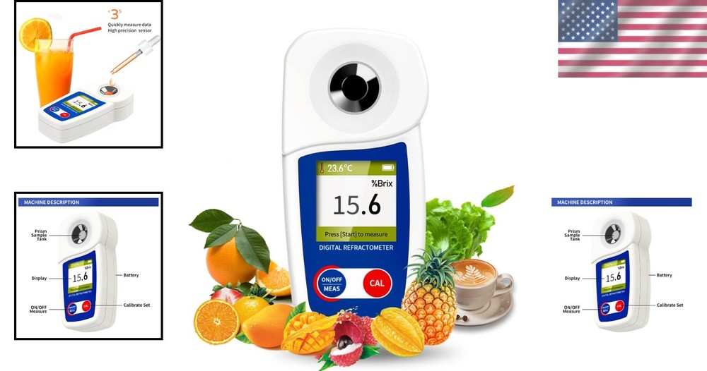 Waterproof Digital Brix Meter with Automatic Temperature Compensation for Juices