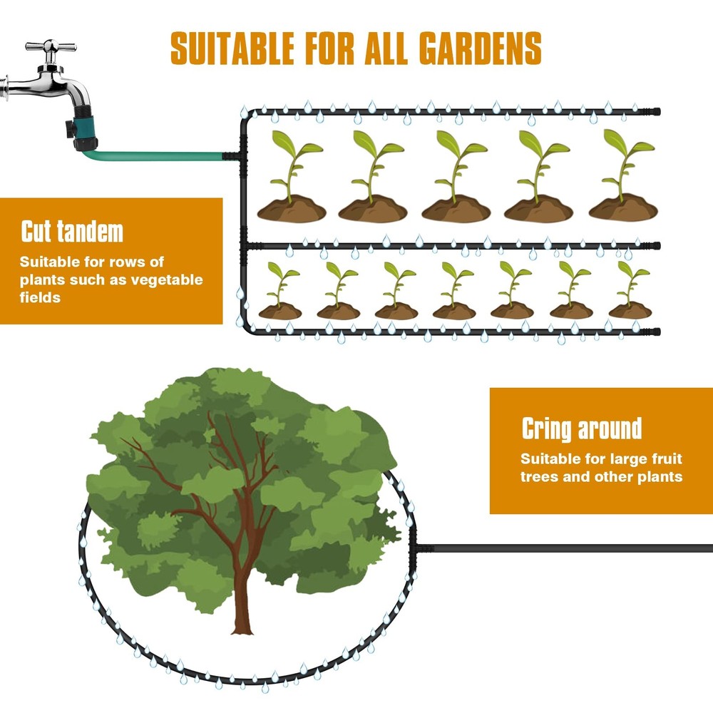 Soaker Hose 100ft for Garden Beds Solid Brass Interface 100 FT, 100FT