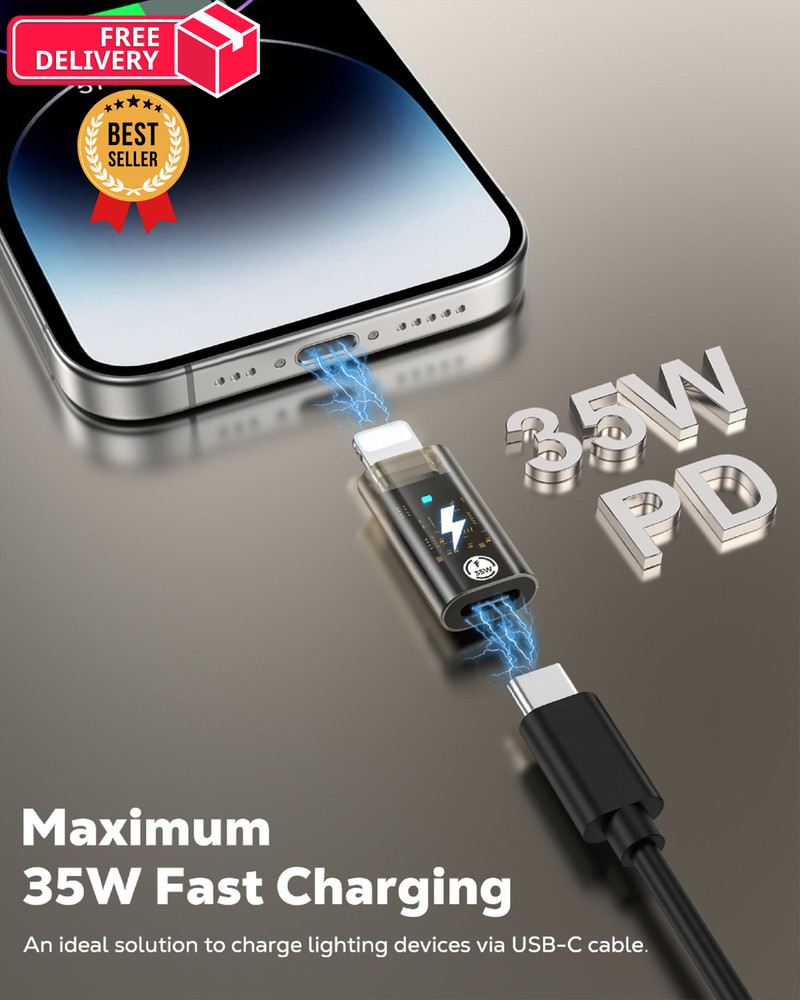 MoKo USB C to Lightning Adapter, Support 35W PD Fast Charging & Data Sync...