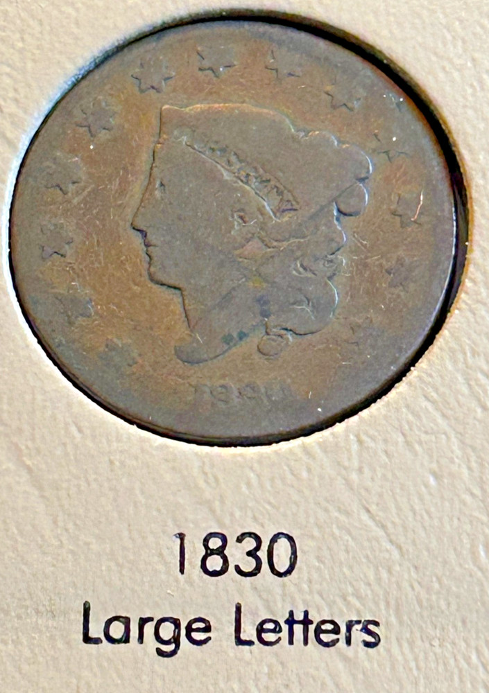 1830 Coronet Head Large Cent, Large Letters, Nice Reverse and Color! - B16-15
