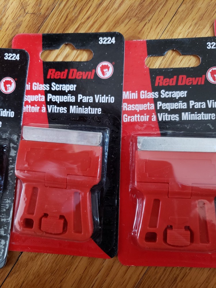 QTY 4 PK RED DEVIL MINI GLASS SCRAPER 3224