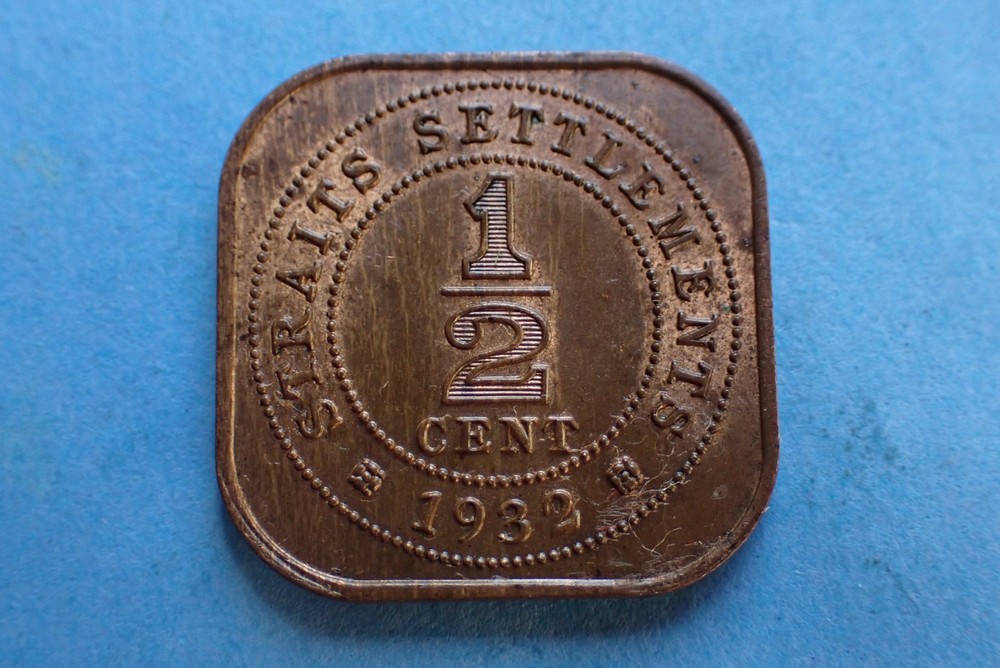 Straits Settlement, 1/2 Cent 1932, George V, as shown.