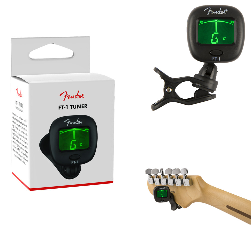 REAL Fender FT-1 Pro Clip-On Tuner Digital LCD Backlit Screen Multi-Function
