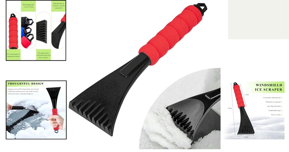 Compact Triangular Blade Ice Scraper with EVA Grip - Essential Winter Car Tool