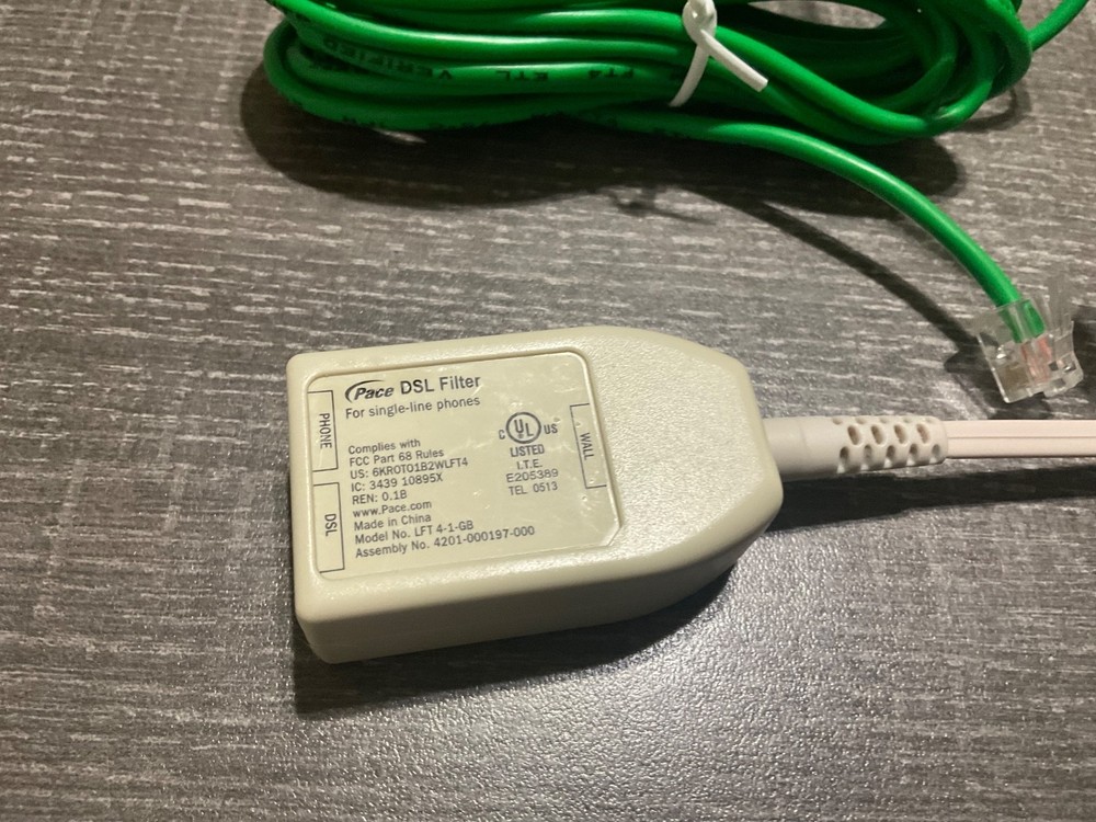 Pace Americas DSL Filter Single Line DSL Cable Modem PC internet Phone LFT4 1 GB