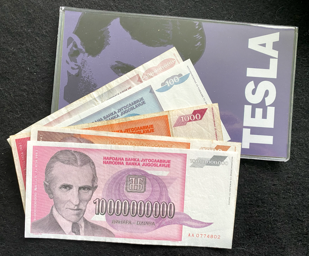 Tesla: Five Different Yugoslavia Banknotes COA & History Included