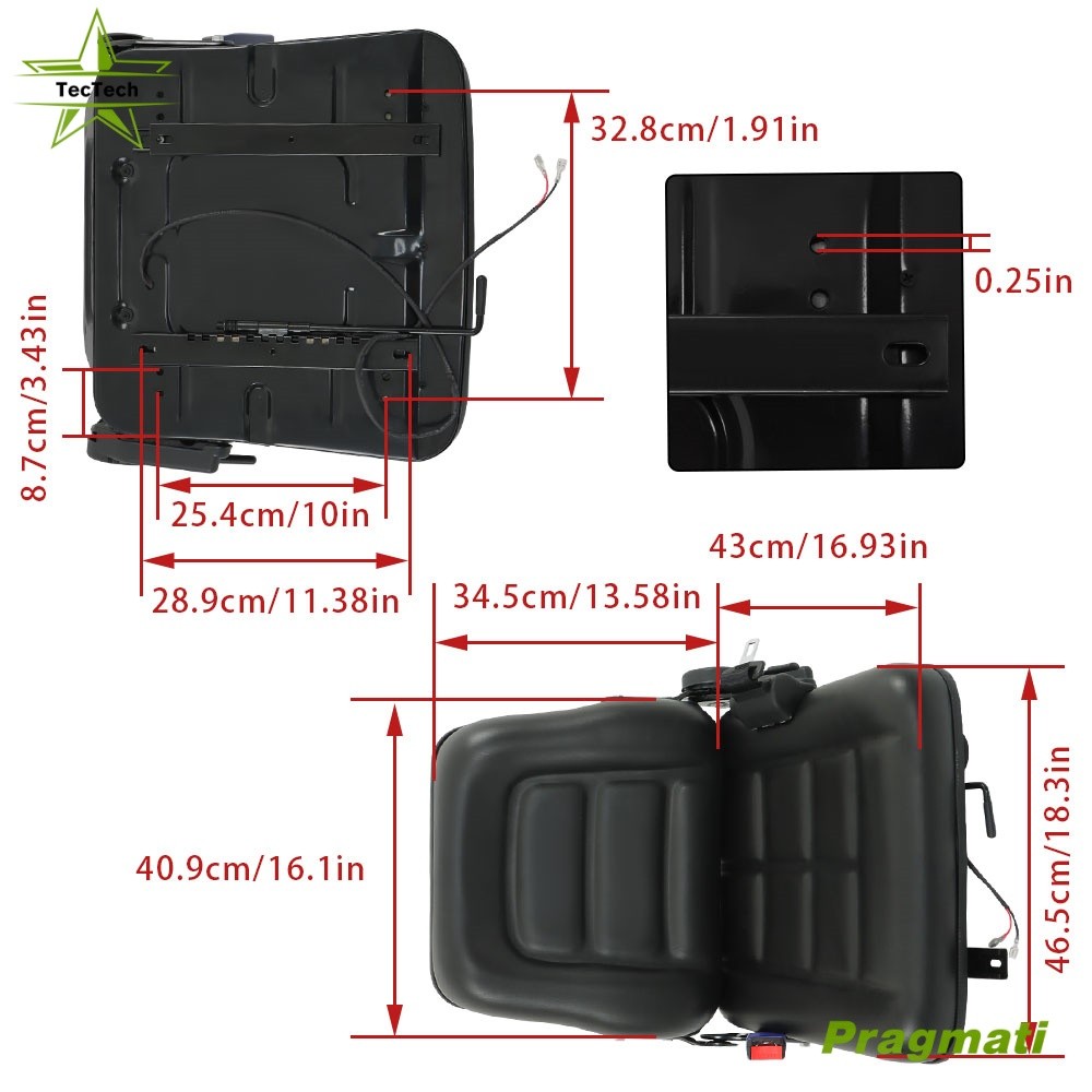 Forklift Seat Universal Adjustable Back & Seatbelt Micro Switch And Slide