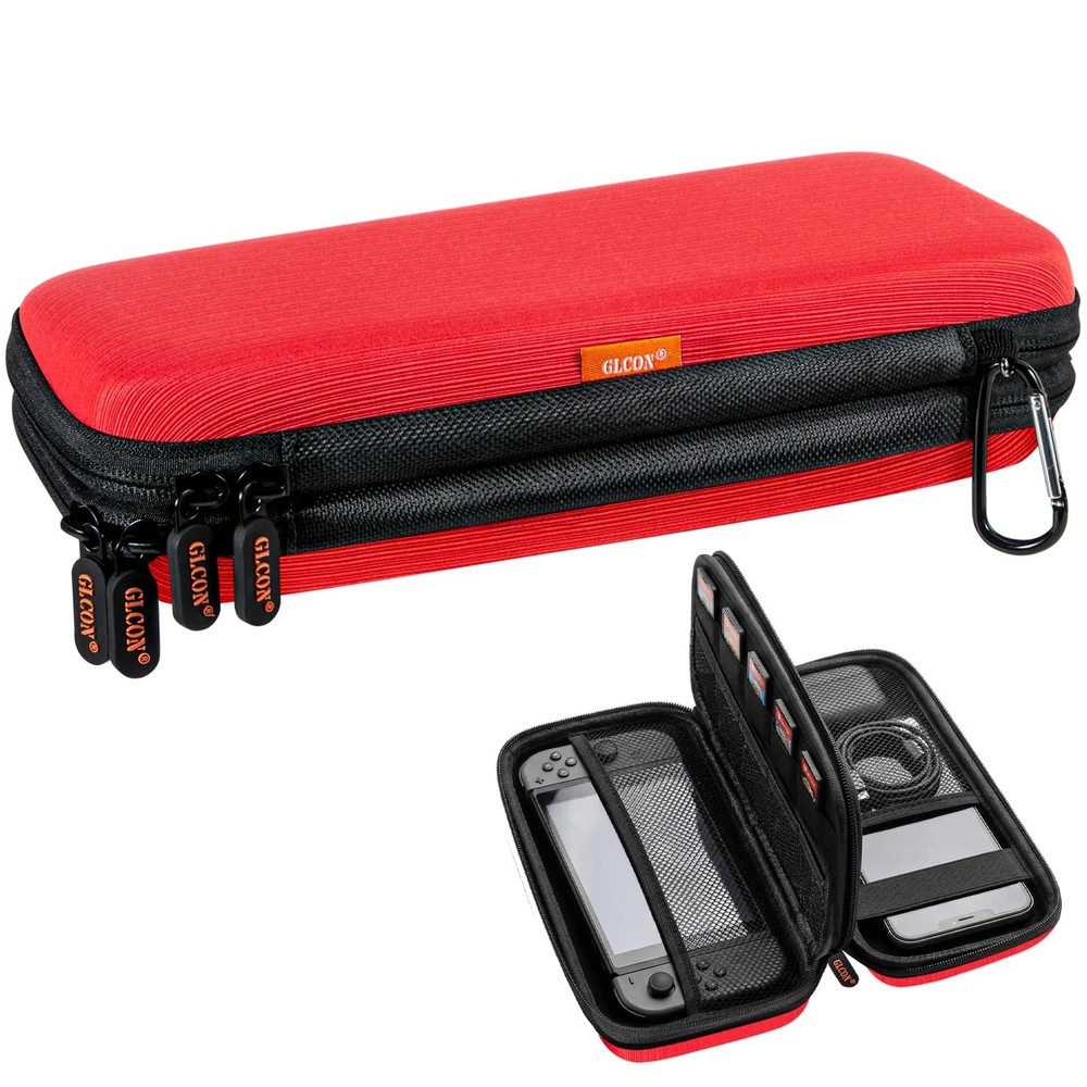 Double-Layer Hard Carrying Case Electronics Organizer - Multi-Pocket Zipper T...