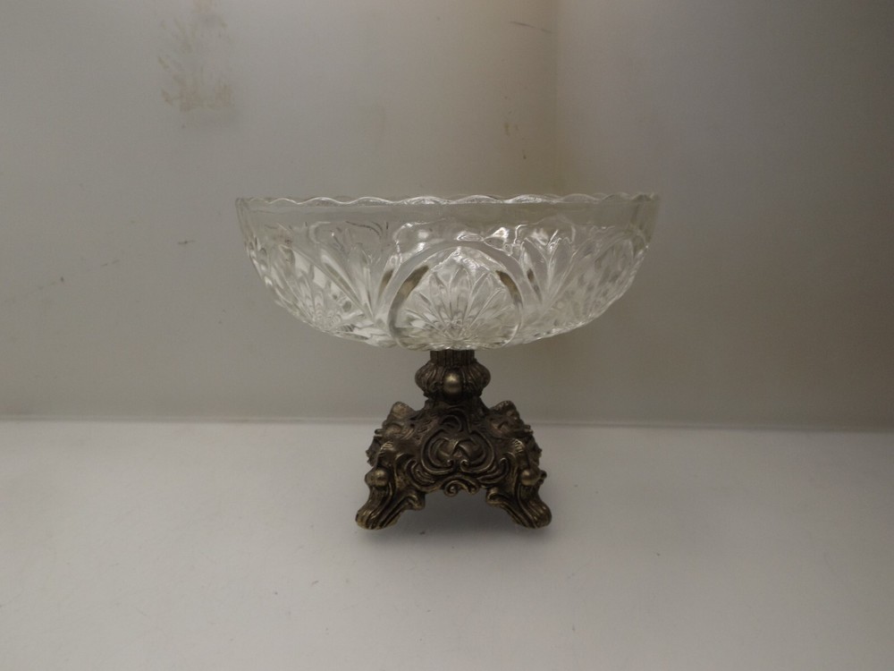 Vintage Bronze Bottom Glass Bowl