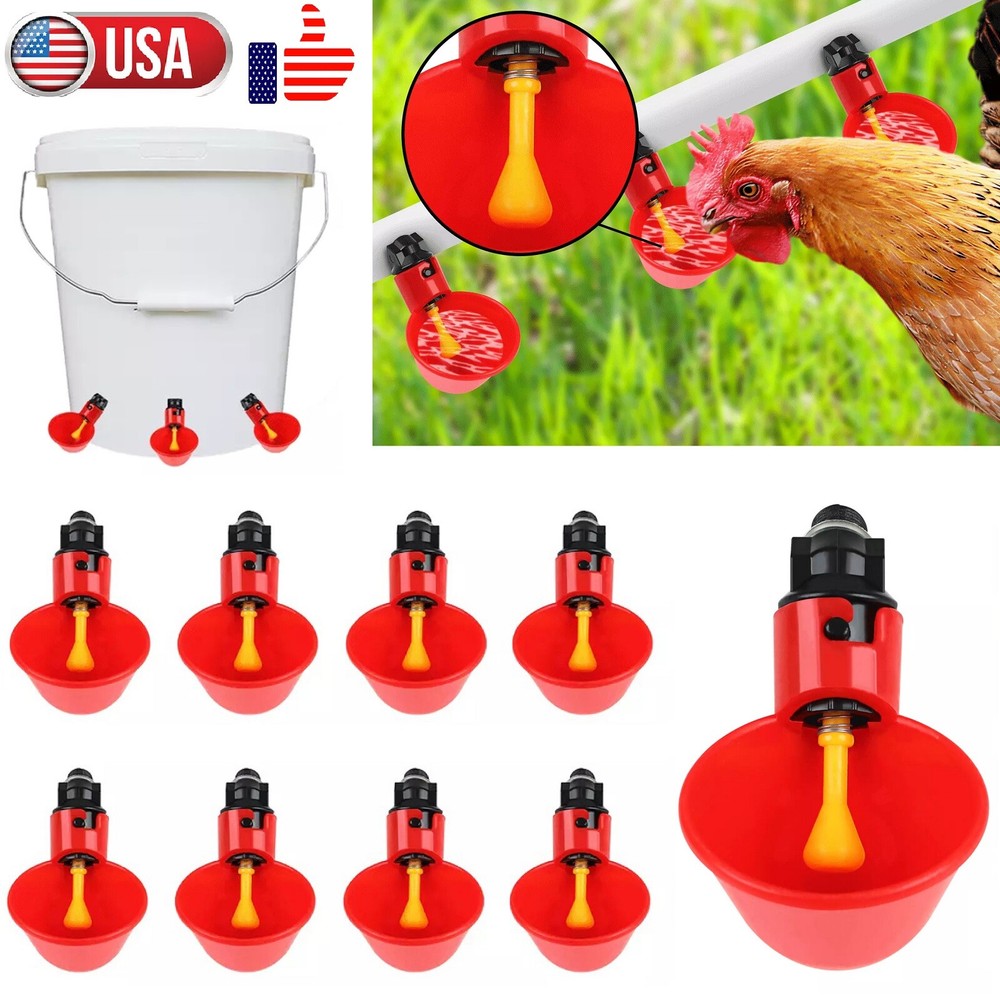 20× Poultry Water Drinking Cups Chicken Hen Plastic Automatic Drinker Feeder USA