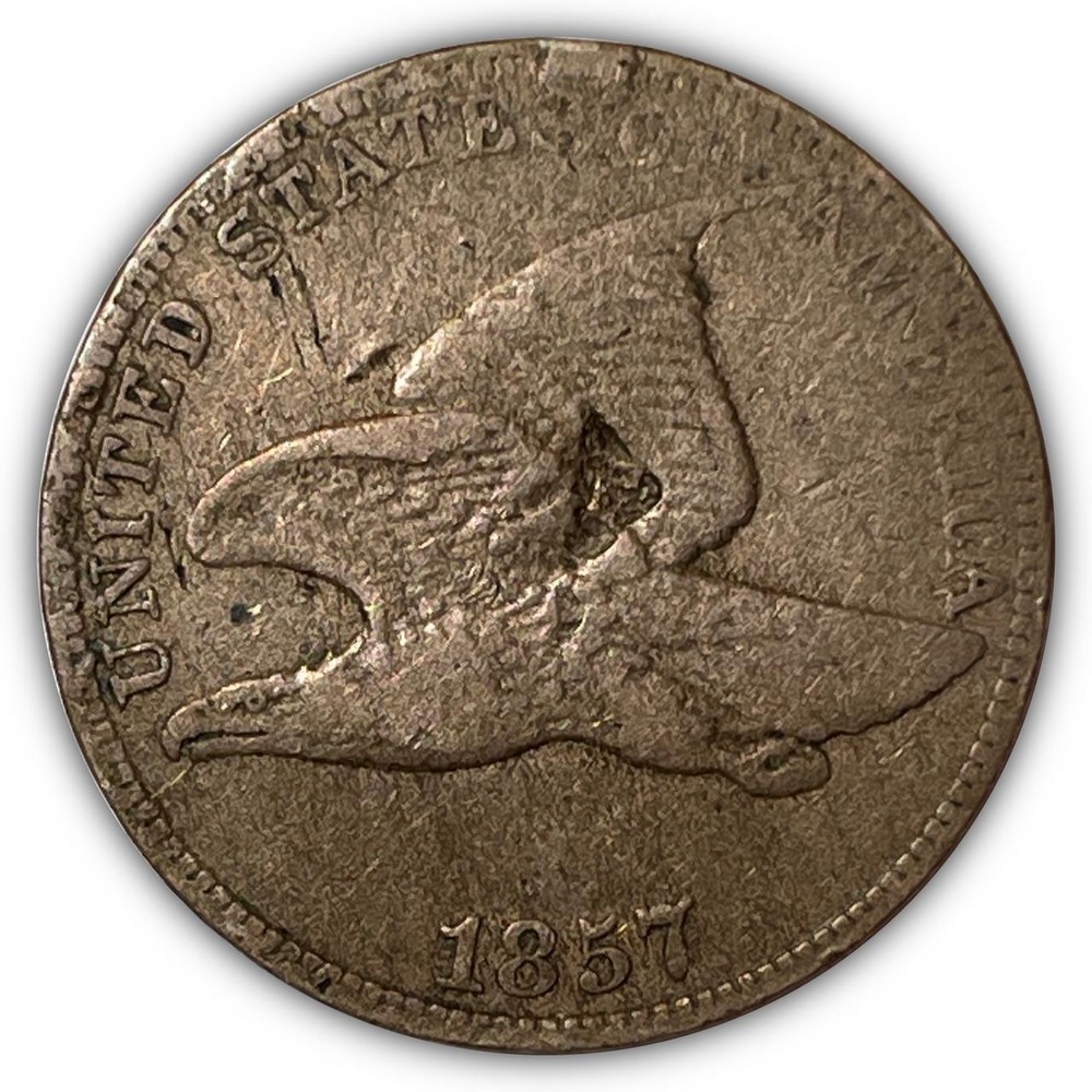1857 Flying Eagle Cent Very Fine VF Coin, Lamination Error #8653