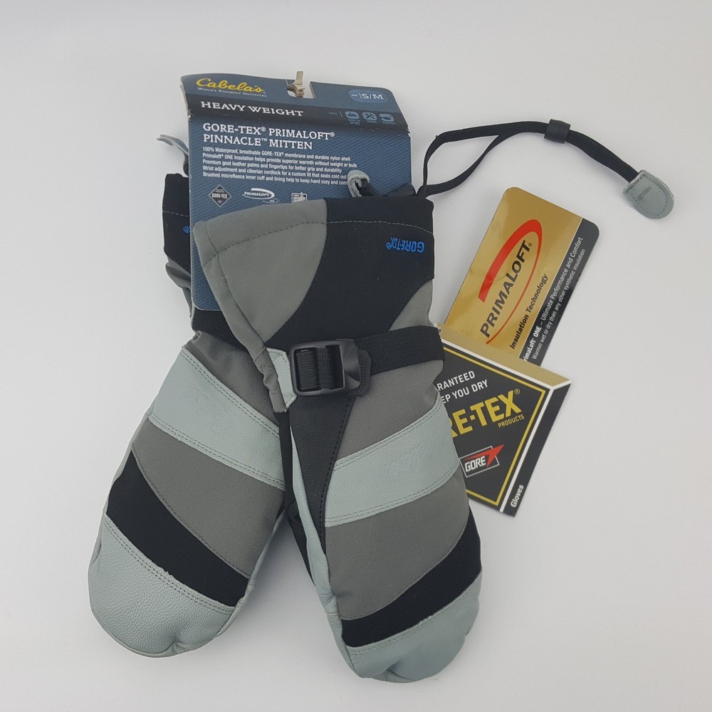 Cabela’s Gore-Tex Pinnacle Black & Gray Mittens Mitts Small / Medium