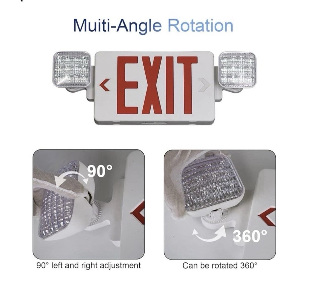 NEW LED Exit Sign With Emergency Lights, Hardware Included, Easy Installation