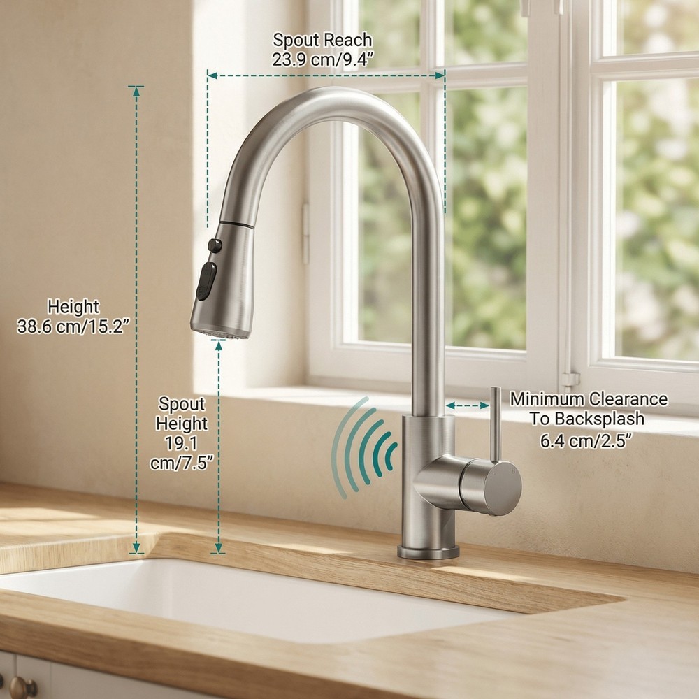 Touchless Kitchen Faucet with Pull-Down Sprayer & Motion Sensor | 23" Extra Hose