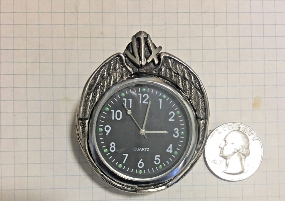 Honda VTX Stem mounted white brass Winged clock.