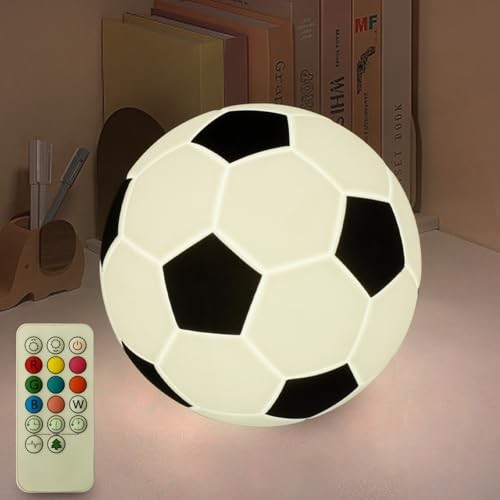 Soccer Silicone Night Light，Rechargeable Small Lamp Dimmable with Soft