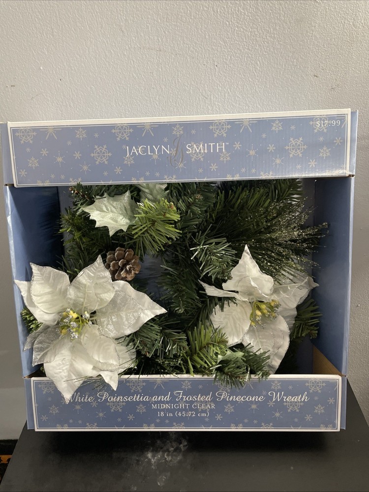 Jaclyn Smith White Poinsettia Wreath
