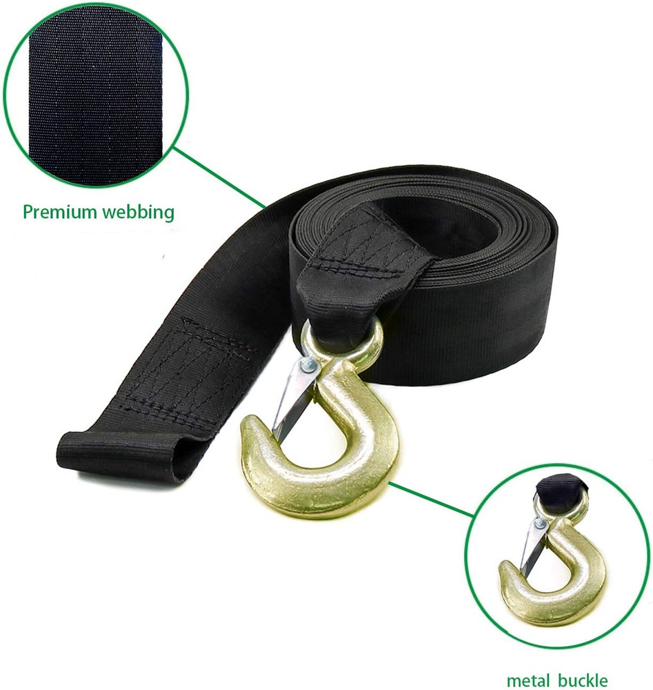 Boat Winch Strap, Heavy Duty Tow Straps with Hook and Loop End for Boat, Trainle